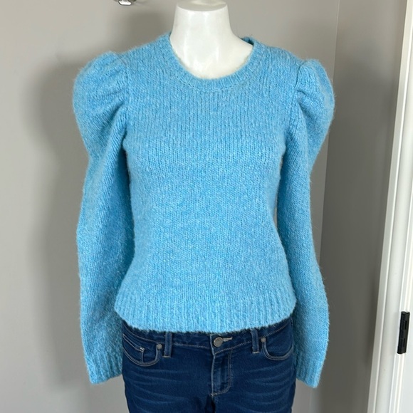 Derek Lam 10 Crosby Locken Puff Sleeve Sweater in Light Blue Alpaca Sz S - Picture 3 of 12